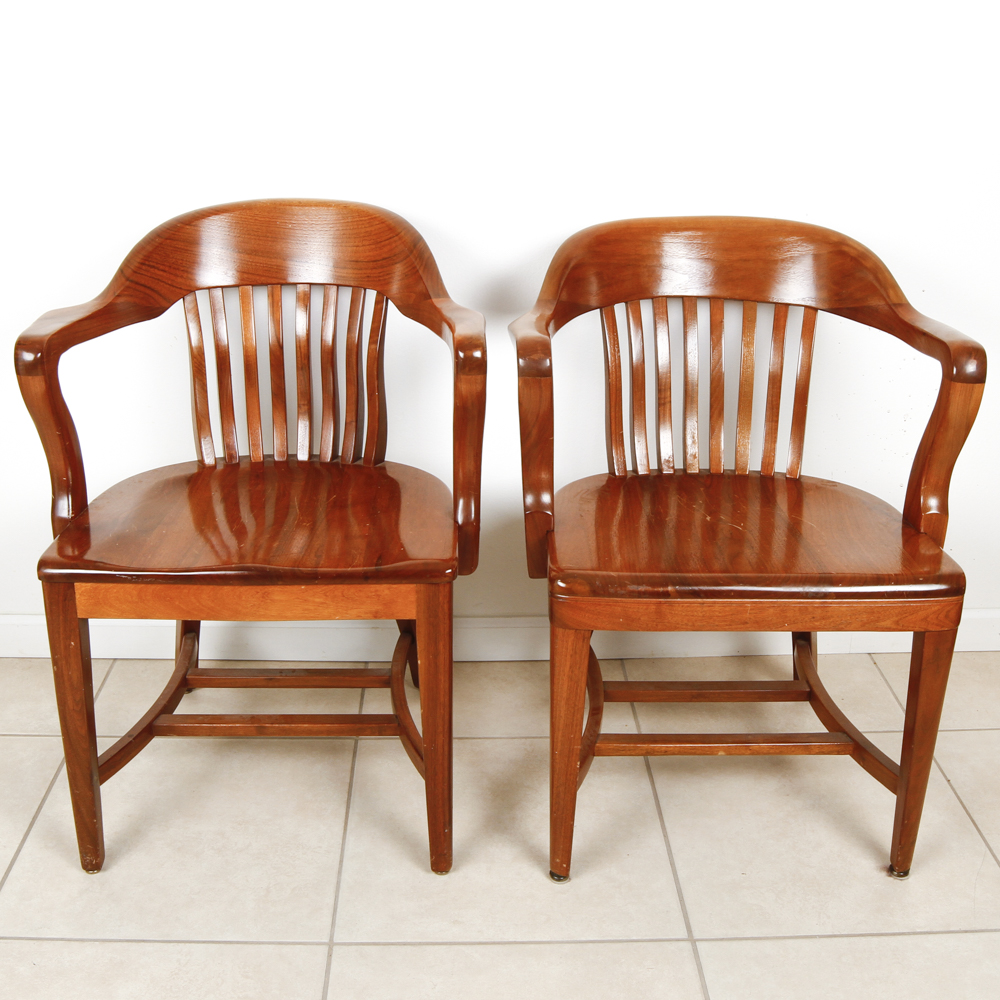 Pair of Vintage Taylor Chair Co. Oak Library Chairs EBTH